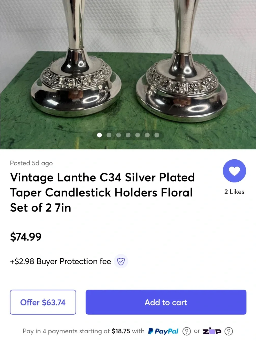 Restoration Hardware Silver Metal Pillar Candle Holder Hard to Find Price Firm